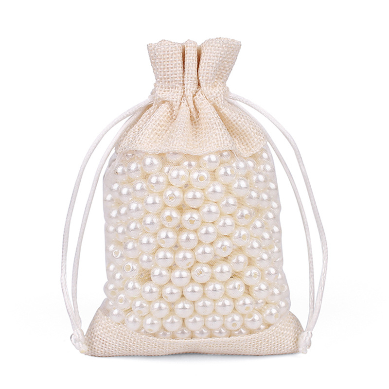 Spot multi-color linen bag window stitching mesh linen bunched pocket linen open skylight bunched pocket manufacturers wholesale