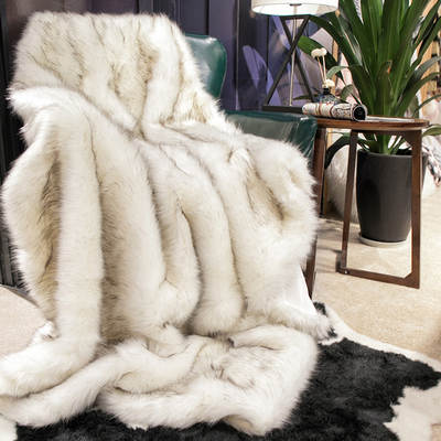 European-style High-grade Imitation Fox Blanket Model Room Soft-fitting Artificial Leather Blanket PVC Velvet Blanket Bed End Blanket Imitation Leather Blanket