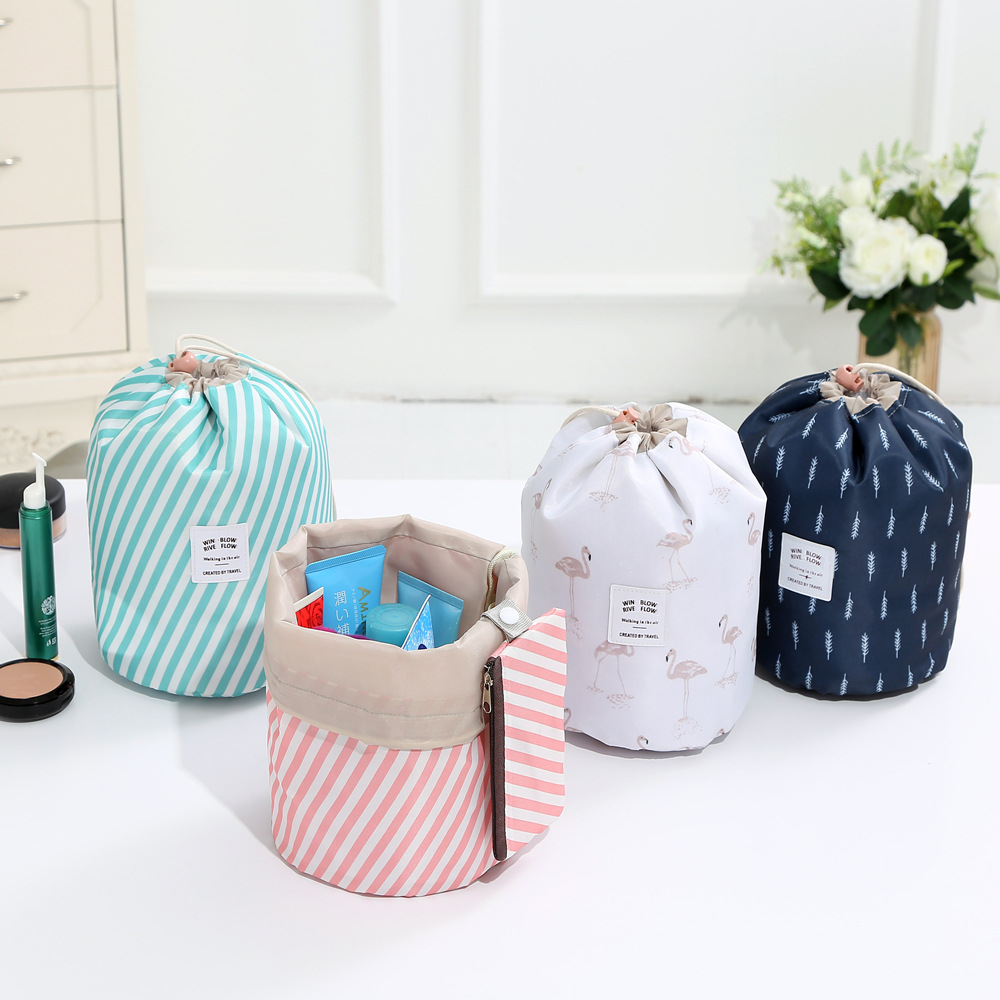 New Oxford Cloth Travel Storage Bag Color Cylinder Cosmetic Bag Drawstring Cosmetic Bag Cosmetic Bag