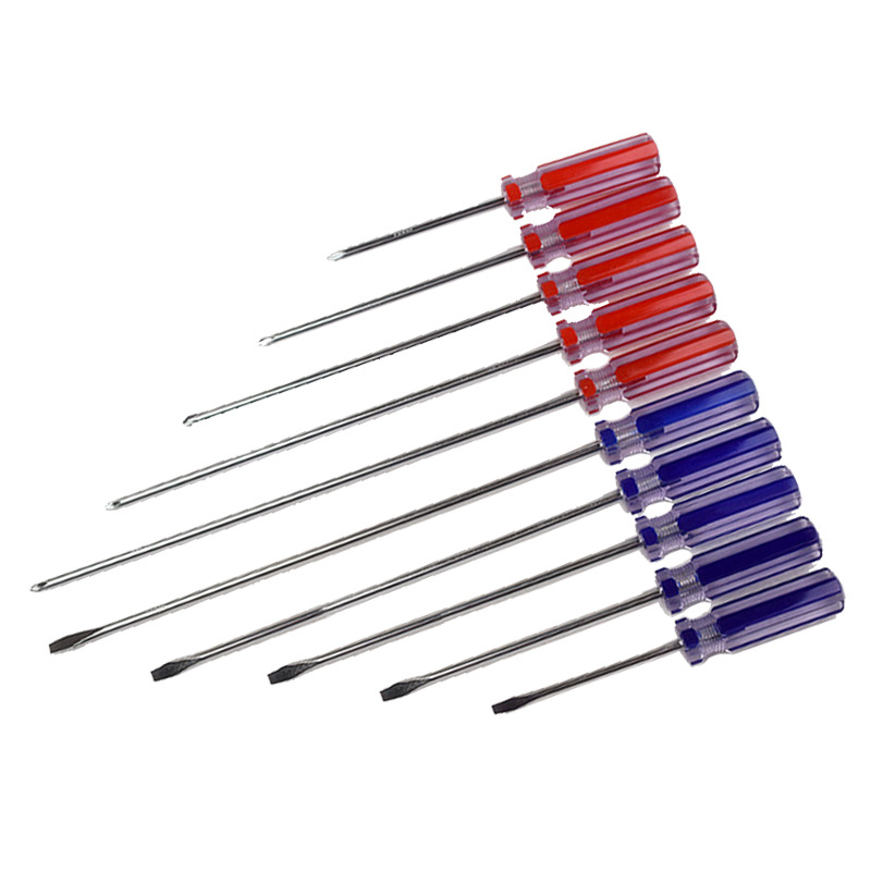 Cross straight screwdriver plum blossom screwdriver flat with magnetic tool set small screwdriver batch two-color transparent color bar handle