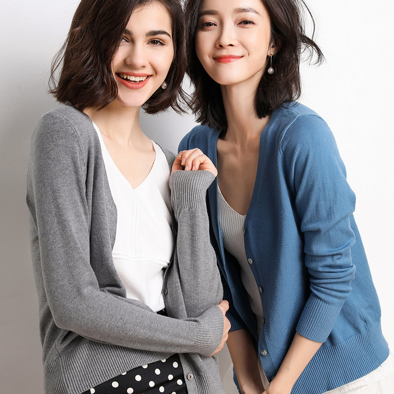 2020 Spring and Autumn new ladies sweater cardigan V-neck jacket fashion coat base shirt sweater a generation of hair