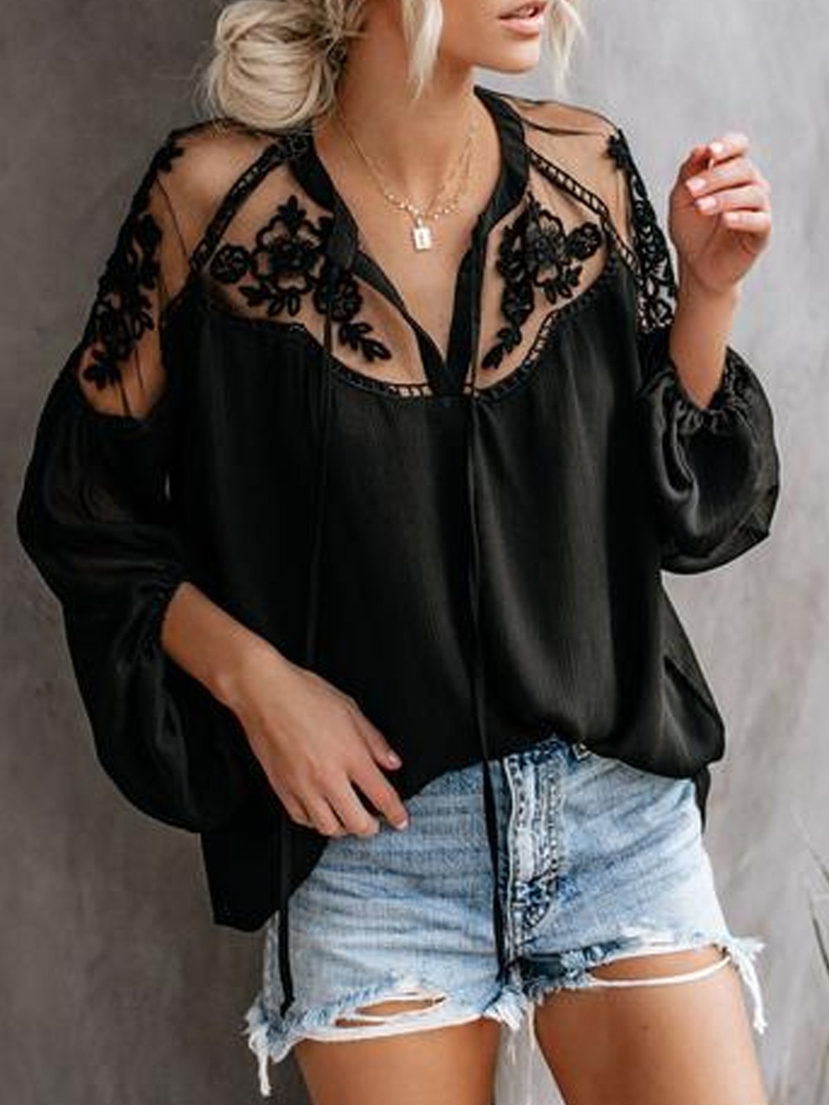 Spot!! Cross-border New Solid Color Chiffon Shirt Women's European and American Large Size Loose Slim-fit All-match Shirt