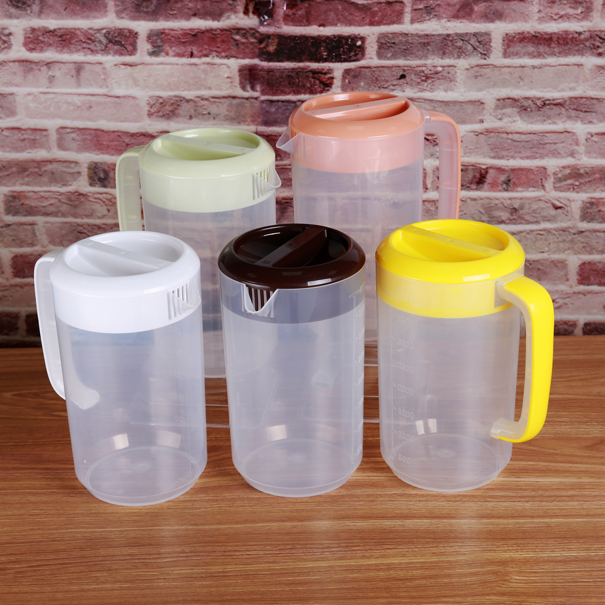 Jinde Milk Tea Measuring Cup with Scale and Lid Cold Kettle PP Transparent Plastic Measuring Cup Arc Handle Thickened Cold Kettle