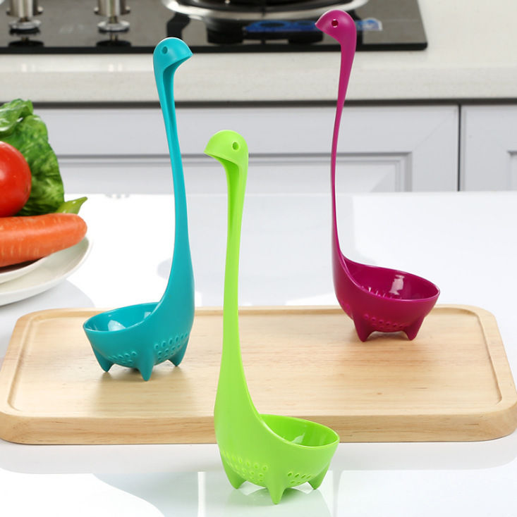 Creative Home Loch Ness Monster Soup Spoon Cooking Kitchen Tools Long Handle Vertical Monster Spoon Plastic Colander