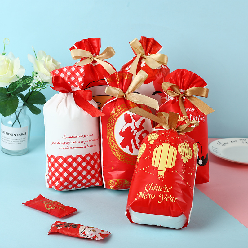 Ribbon drawstring bag Christmas gift bag nougat baking Halloween drawstring bag candy bag candy food bag