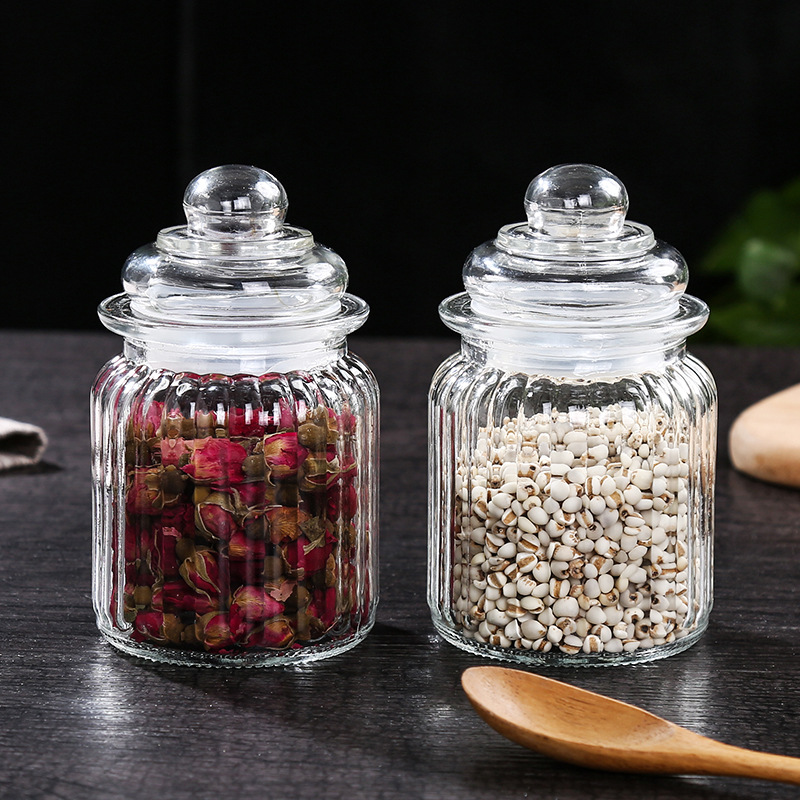 Kitchen Glass Sealed Jar Food Seasoning Grain Storage Jar Honey Jar Transparent Tea Jar Jam Bottle Storage Jar