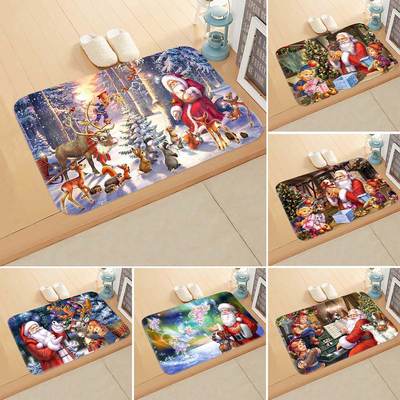 Cross-border New Christmas Carpet Cartoon Foreign Trade Pattern Children's Floor Mat New Year Gift Decoration Door Mat