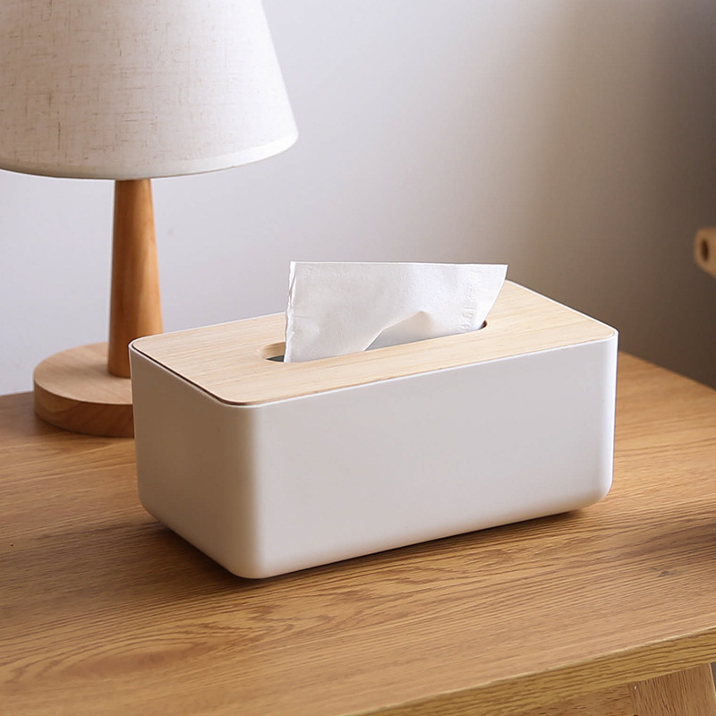 Japanese Style Bamboo and Wood Tissue Box Living Room Coffee Table Simple Paper Box Napkin Paper Box Household Paper Box Household Paper Box Household Paper Box Household Roll Paper Tube