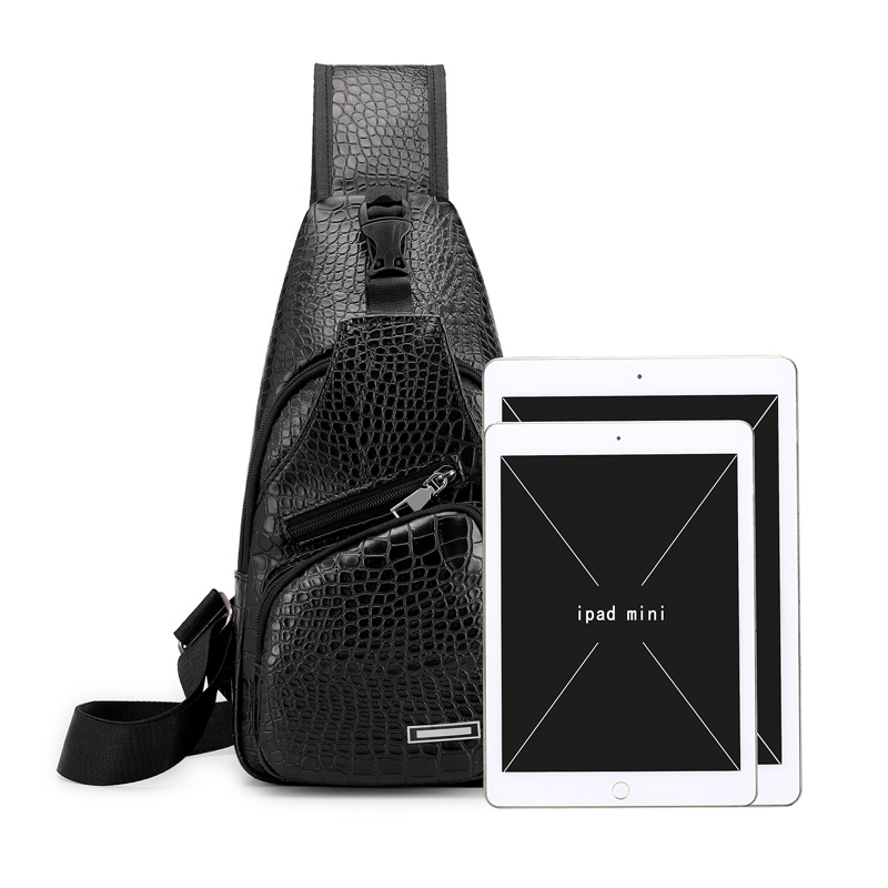 New Chest Bag Men's Crocodile Pattern Casual Korean Men's Bag Shoulder Crossbody Bag Trendy Brand Men's Bag Crossbody Backpack Wholesale
