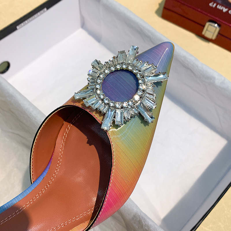 Cyber Celebrity Pointed Toe Women's Sandals 2020 Spring New Gradient High Heels Sun Buckle Sexy Wine Cup Heel Women's Shoes
