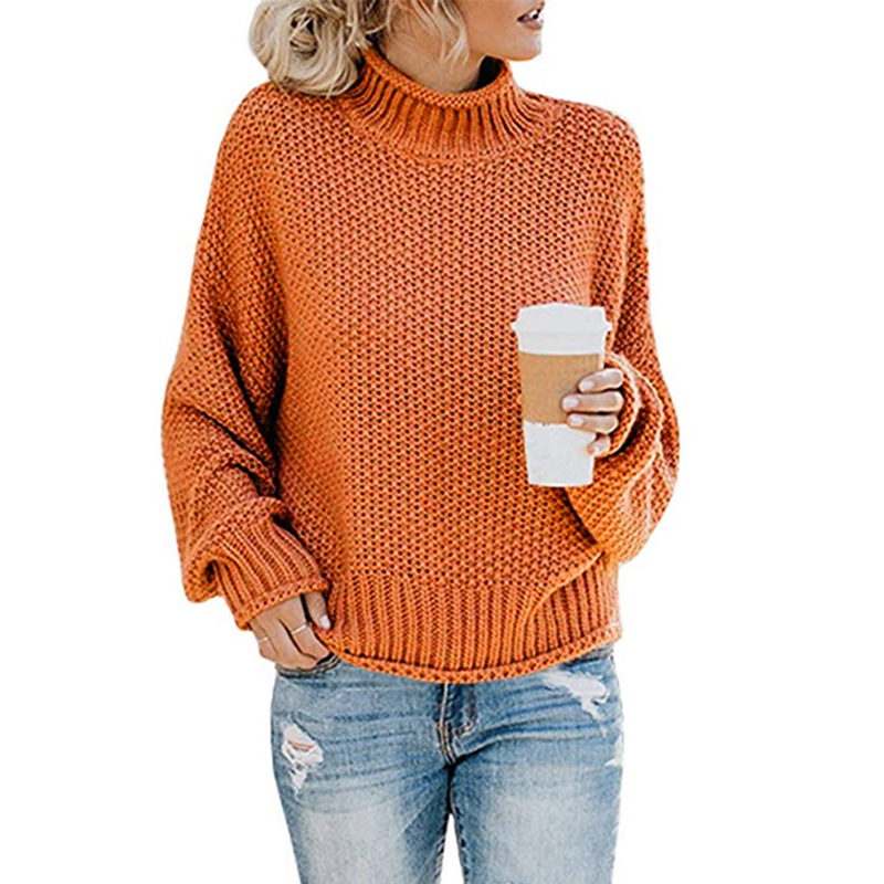 2024 autumn and winter new sweater sweater cross-border Europe and the United States foreign trade Amazon thick line pullover turtleneck sweater women