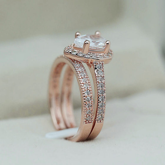 Cross-border e-commerce new ring classic pear-shaped water drop zircon engagement ring fashion ladies trendy hand jewelry