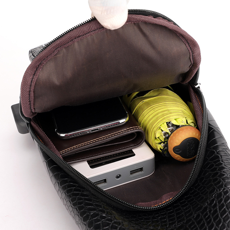 New Chest Bag Men's Crocodile Pattern Casual Korean Men's Bag Shoulder Crossbody Bag Trendy Brand Men's Bag Crossbody Backpack Wholesale