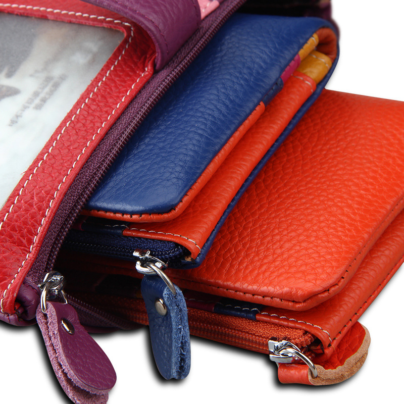 Hot sale candy color genuine leather women's wallet multi-card card holder multi-card wallet clutch