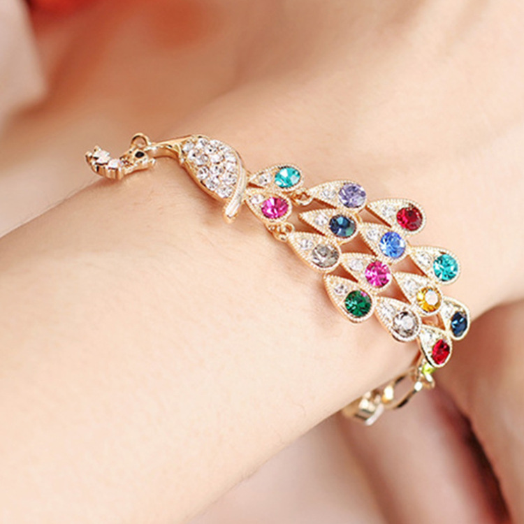 Korea new jewelry fashion colorful peacock bracelet shiny rhinestone Phoenix bracelet wholesale