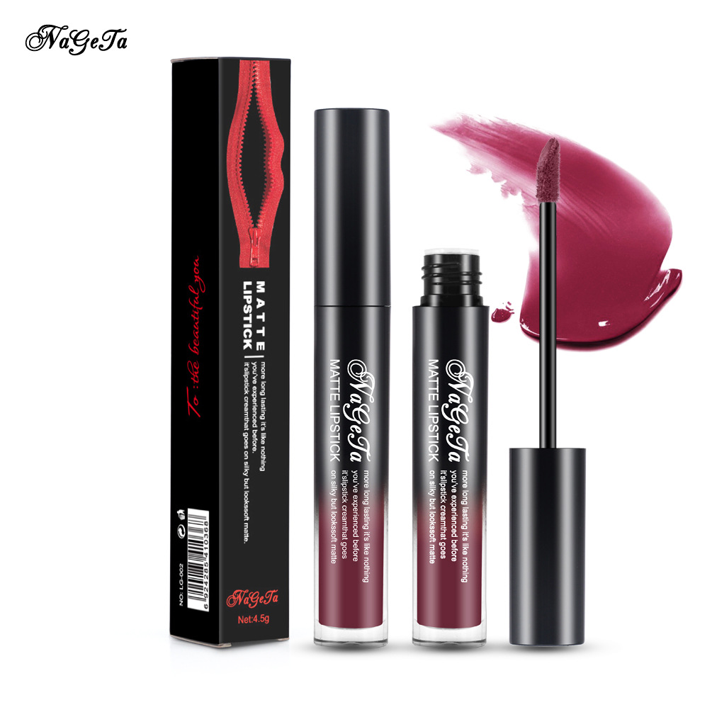 Cross-border New NAGETA 24 Color Non-stick Cup Matte Lip Gloss Lasting Velvet Mist Liquid Lipstick Lip Glaze