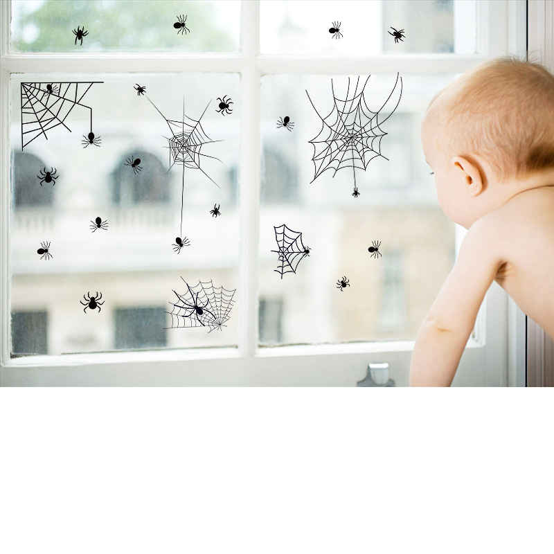 2024 Trade Decoration Non-adhesive Electrostatic Sticker Window Glass Spider Sticker Halloween Day Window Dress Up