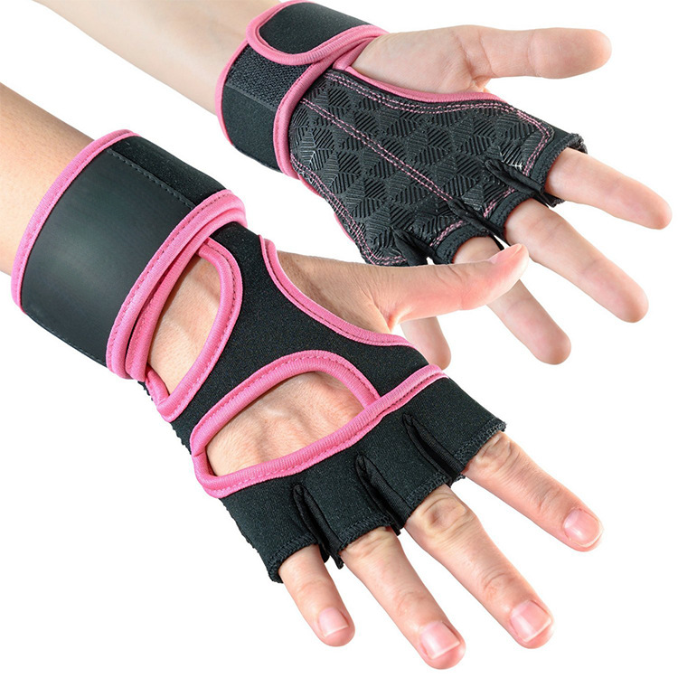 Comfortable Leather Silicone Riding Gloves Fitness Gloves Weightlifting Gloves Non-slip Durable Half-finger Wrist Gloves