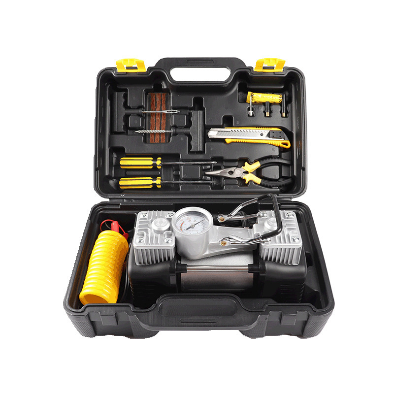 Car air pump 12v double cylinder multifunctional electric car portable high pressure pump tool box