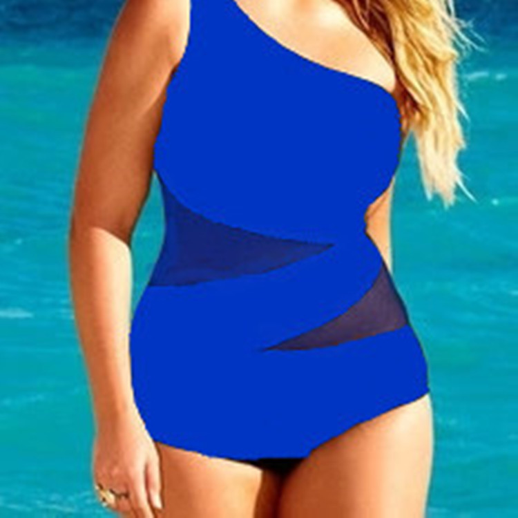 Spot supply 2022 European and American style sexy fat people large size swimwear black one-shoulder one-piece swimsuit women Wholesale