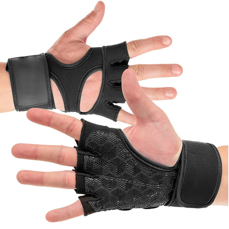 Comfortable Leather Silicone Riding Gloves Fitness Gloves Weightlifting Gloves Non-slip Durable Half-finger Wrist Gloves