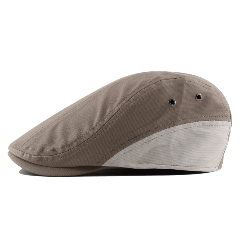 British style color matching short brim forward cap metal vent back wall opening buckle adjustment beret young men's newsboy cap