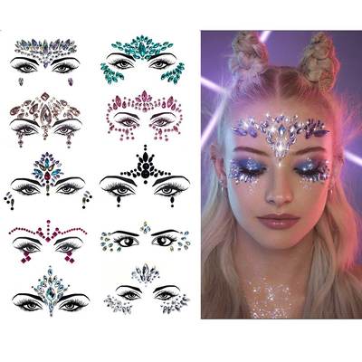 Cross-border tattoo sticker tattoo face drill natural resin face sticker drill sticker tattoo sticker rhinestone face sticker Masquerade