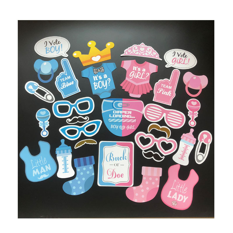 30 Pieces Boys Girls Baby Birthday Party BOY OR GIRL Sex Reveals Photo Props