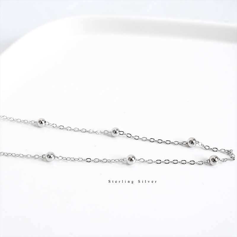 S925 Sterling Silver Bag Beads Cross Chain Footpiece South Korea INS Elegant Simple Women's Beach Footwork Personalized Jewelry