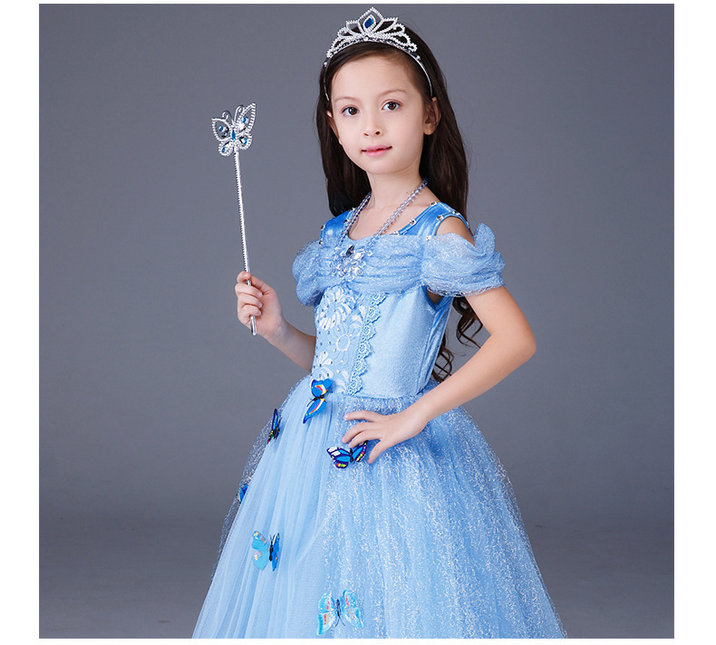 210000 Santa Festival Cinderella Dress Frozen Aisha Sophia Girls Dress Children's Short Sleeve Princess Dress