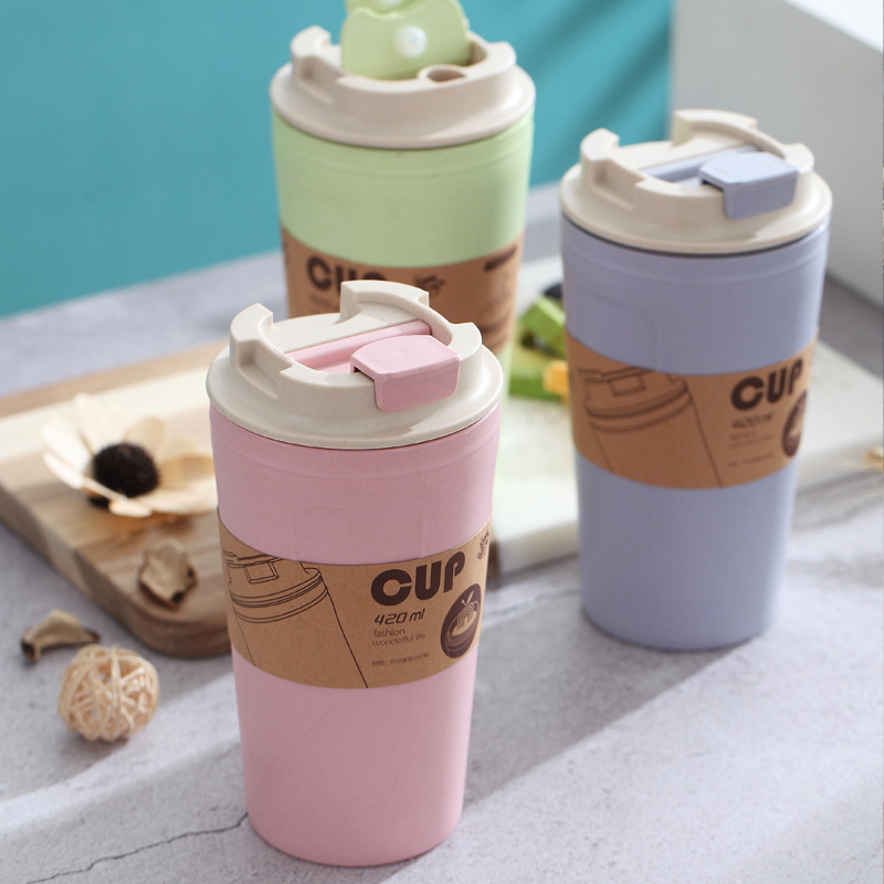 Foreign trade hot bamboo fiber coffee cup with lid creative handy cup student plastic cup wholesale printing logo