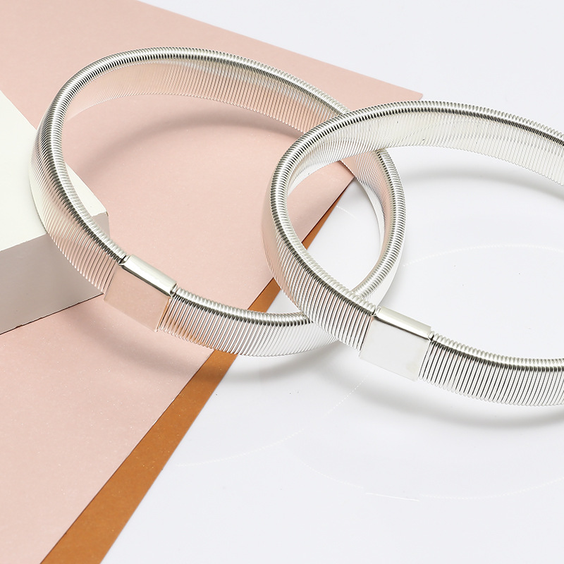 Ka Tong New Spring Men's Arm Ring Metal Elastic Bracelet Bracelet Bartender Casino Sleeve Solid Non-slip Cuff