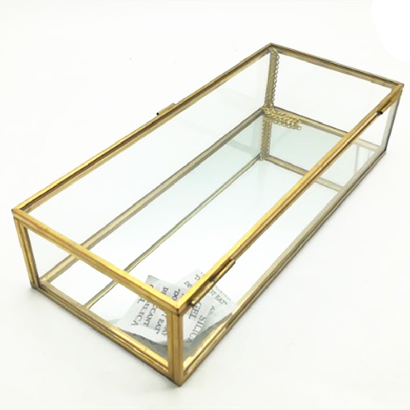 European-style Cosmetic Lipstick Nail Polish Powder Storage Box Dustproof Household Glass Transparent Jewelry Box