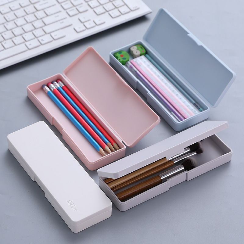 Plain Simple Stationery Box Student Storage Pen Bag Pencil Box Multifunctional Creative Plastic Stationery Box Storage Box