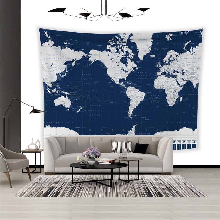 Factory direct Amazon hot World Map tapestry European and American style bedroom wall decoration background cloth