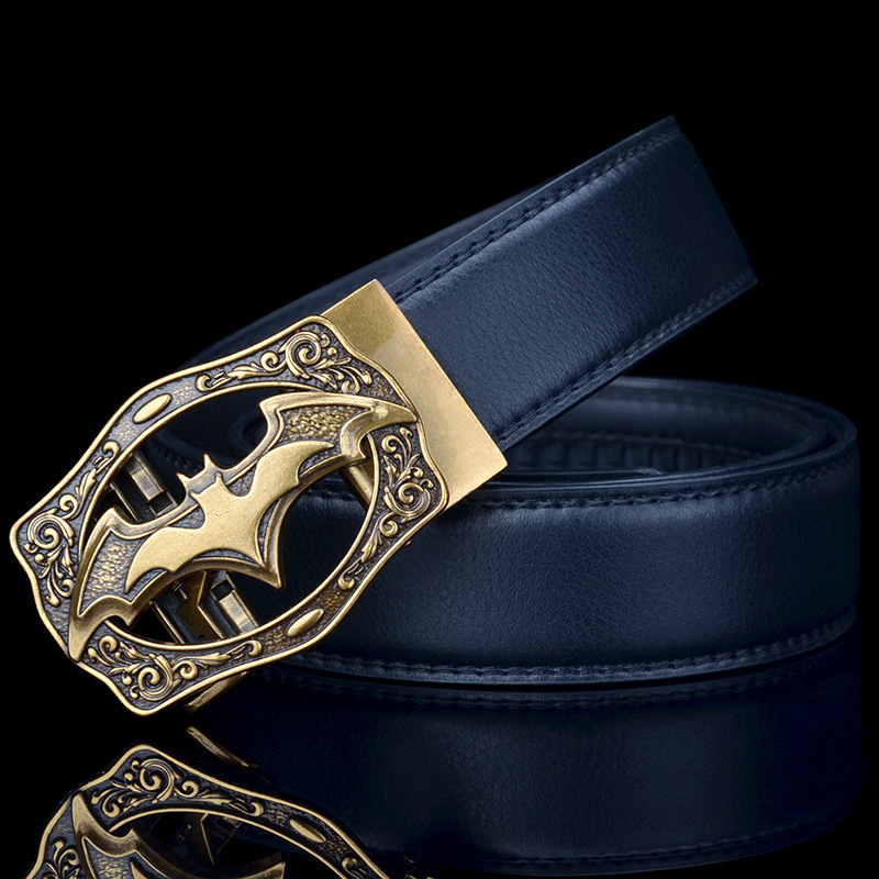 New personalized men's casual belt high-end bat buckle antique automatic buckle belt cowhide belt wholesale