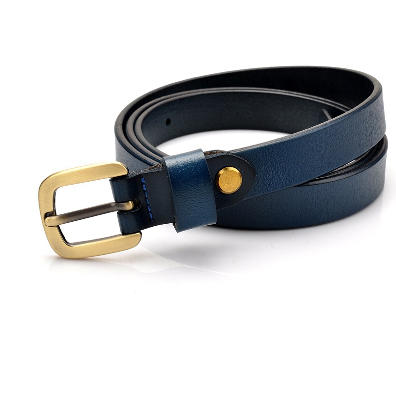 Vintage small belt girls leather thin belt ladies cowhide all-match decorative dress jeans with wholesale