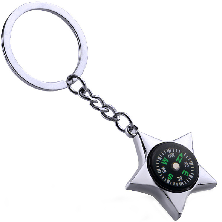 Compass outdoor mountaineering supplies five-pointed star compass pendant decoration metal lettering advertising gift men's key