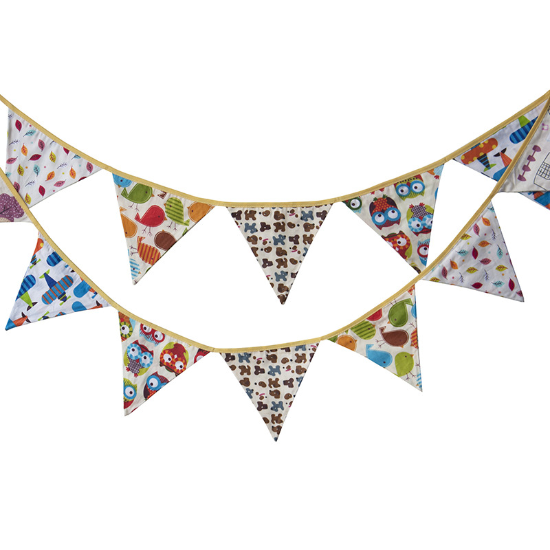 New Cotton Triangle Flag Birthday Party Decorative Paper Colorful Flag Children's Day Banner Cotton Flag Garden Flag