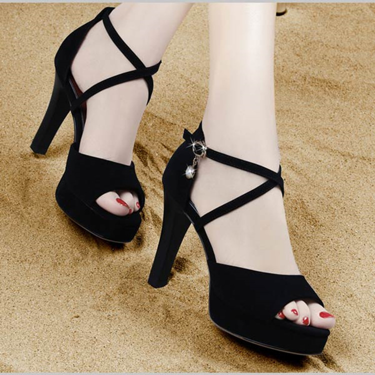 2019 summer new women's heel sandals thin heel buckle fashion versatile women's shoes wholesale