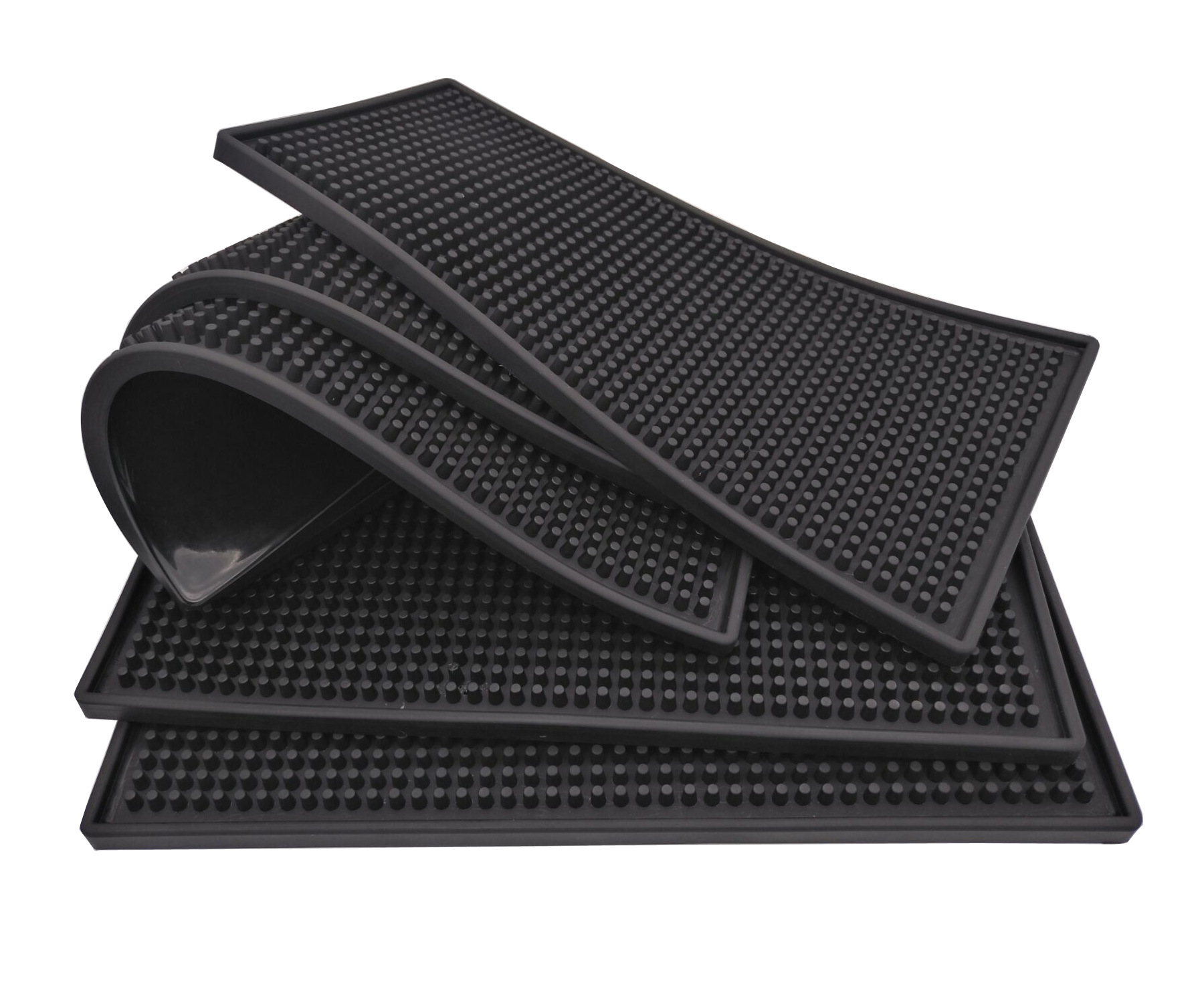 Factory Price New Material Bar Mat Soft Rubber Bar Mat Coaster Silicone Advanced Seal Carving Black Water-proof Mat Bar Mat