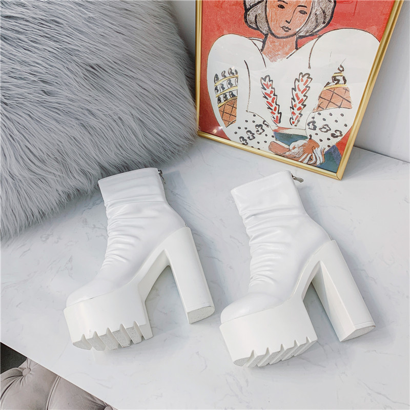 2020 Autumn and Winter new women's boots thick heel Waterproof high heel short boots V1888-29