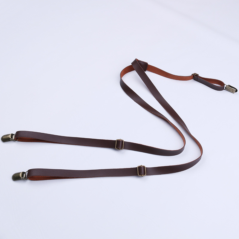 Adult Suspender Clip Men's and Women's Universal PU Leather Narrow 1.5cm Cross 4 Clip Jeans Suspenders