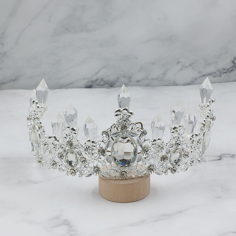 Xinghuai factory direct icicle crystal silver alloy Crown Cake decoration ice queen Princess baking accessories