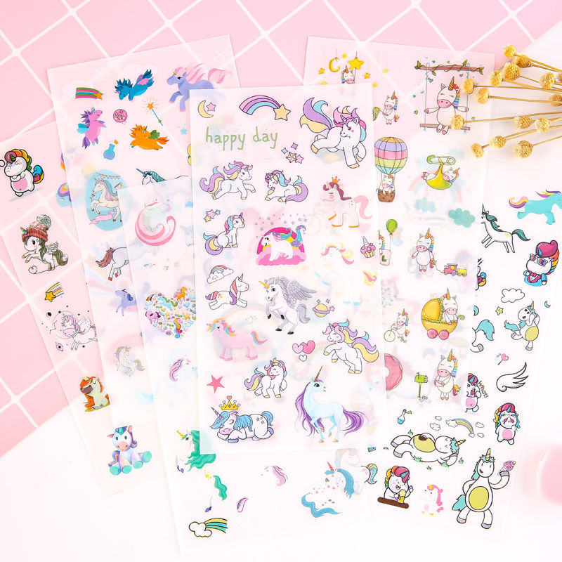 Cute cartoon PVC stickers unicorn stickers photo album Hand account material DIY handmade decorative stickers diary stickers