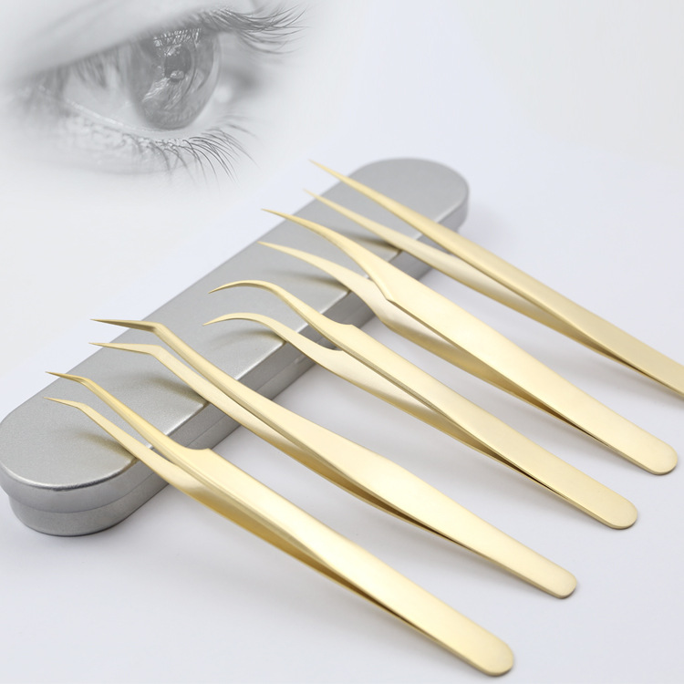 Grafting eyelash tweezers eyelash tweezers beautiful eyelash tweezers stainless steel grafting tweezers golden feather clamp grafting eyelash tweezers