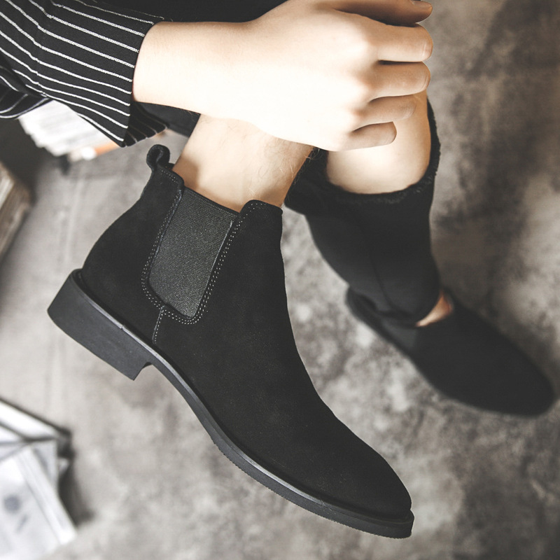 Chelsea men's boots genuine leather matte leather high-top shoes fashion British pointed Martin boots Taobao hot in stock wholesale