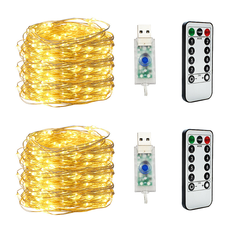 Amazon cross-border remote control USB copper wire LED String Light low voltage waterproof outdoor New Year lights holiday lighting decoration