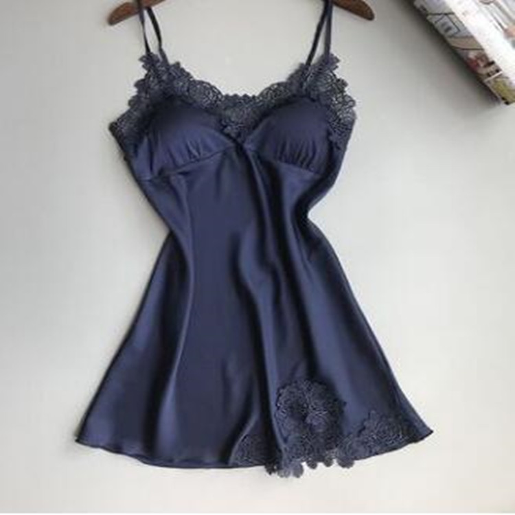 Cross-border Women's Sexy Sling Skirt Summer Sling Chest Pad Nightdress Sexy Silk Pajamas for Women 005