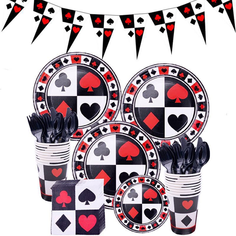 Amazon Hot Selling Poker PARTY Set PARTY Birthday Supplies Decoration PARTY Layout Paper Cup Paper Tray